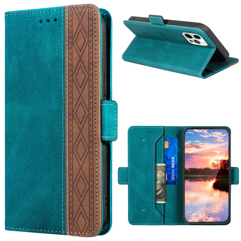 Business Splicing Mobile Phone Leather Case with Magnetic Flip Cover